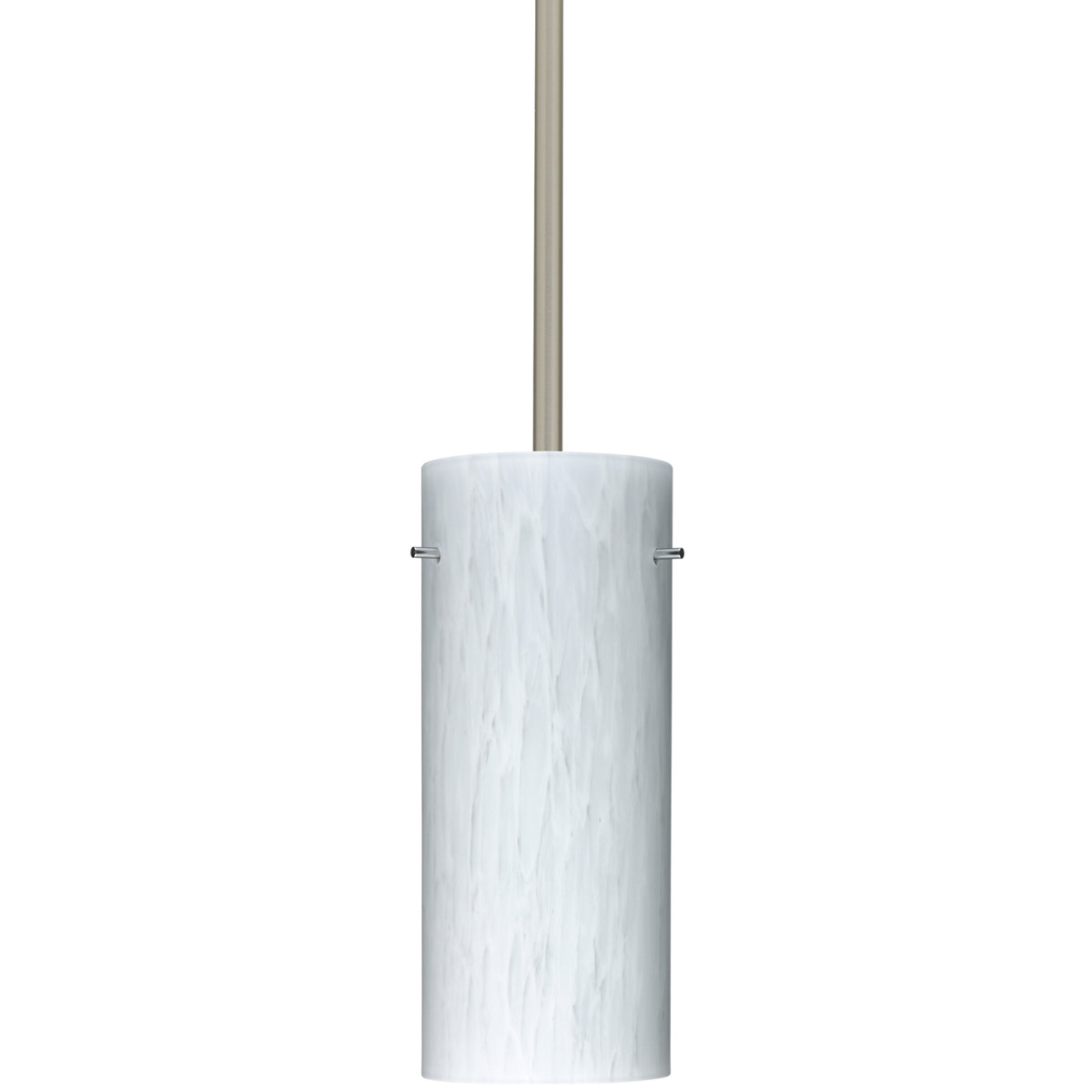 Stilo 10 1 Light Satin Nickel Stem Pendant Ceiling Light in Incandescent, Carrera Glass
