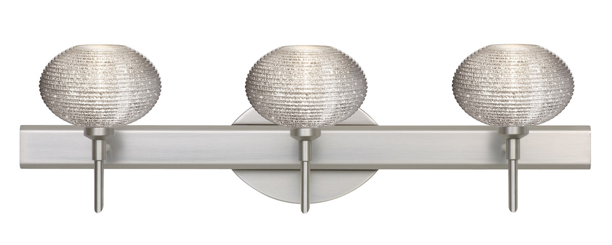 Lasso 3 Light 23 inch Satin Nickel Vanity Lighting Wall Light in Halogen, Glitter Glass
