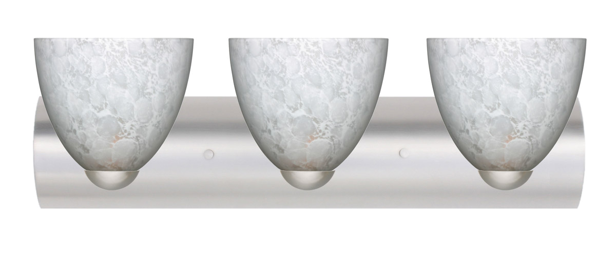 Sasha Ii 3 Light 22 inch Satin Nickel Vanity Lighting Wall Light in Incandescent, Carrera Glass