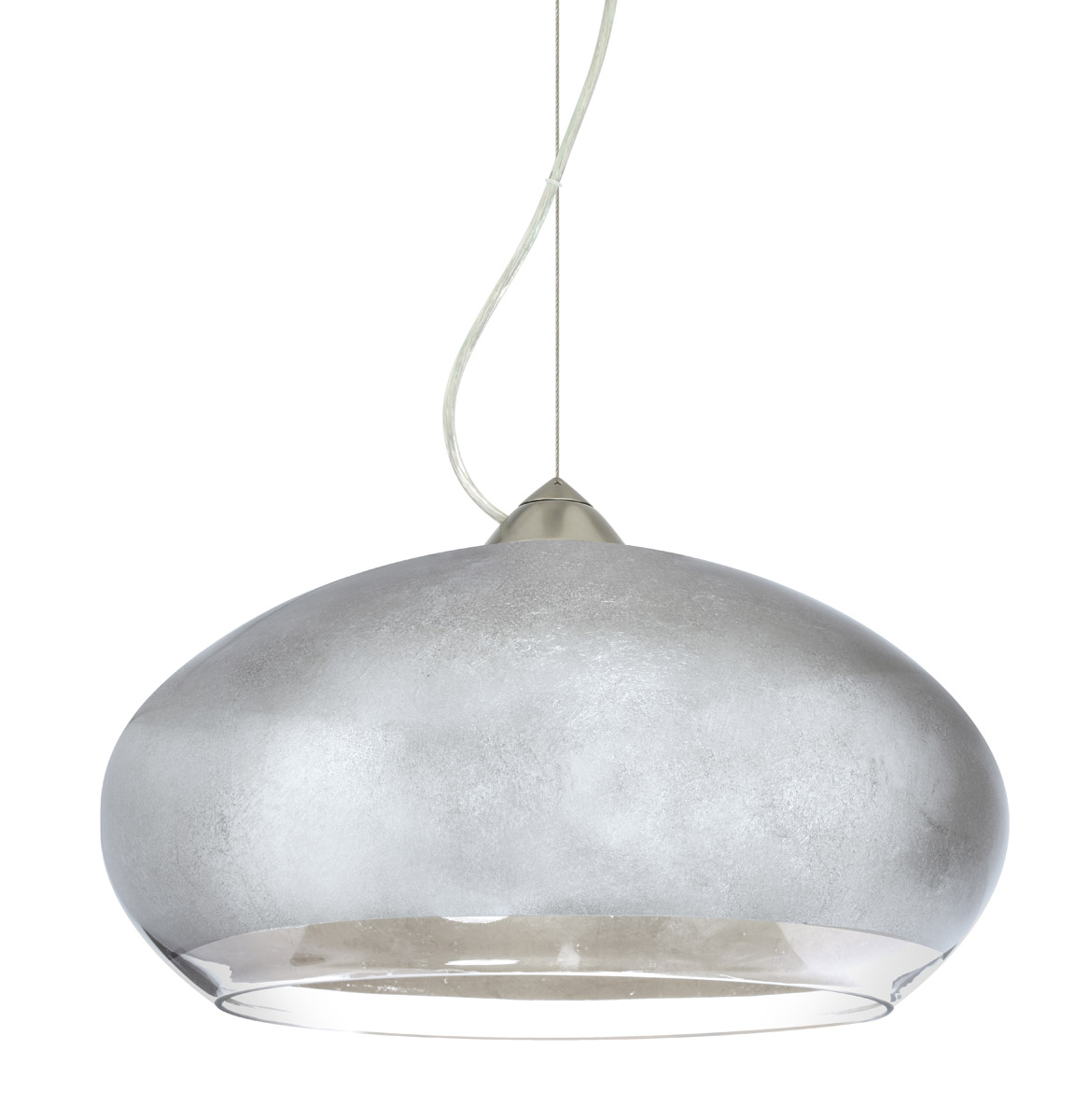 Brio 14 LED Satin Nickel Pendant Ceiling Light in Silver Foil Glass