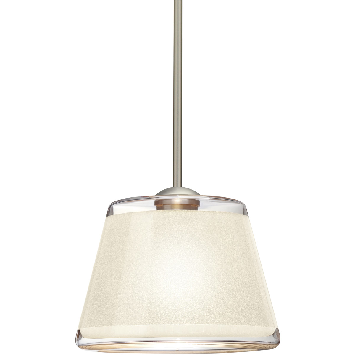 Pica 9 1 Light Satin Nickel Stem Pendant Ceiling Light in Incandescent, White Sand Glass