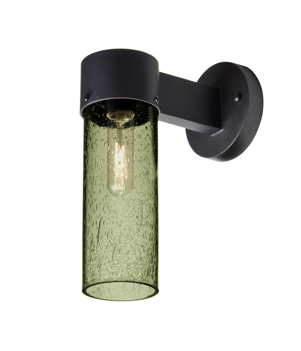 Juni 10 1 Light 11.5 inch Black Outdoor Sconce in Incandescent, Moss Bubble Glass