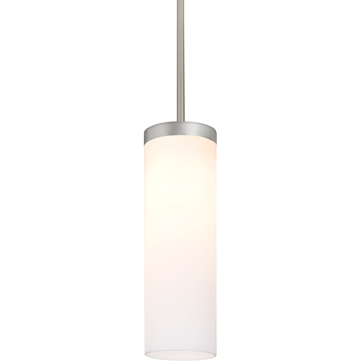 Friz LED Satin Nickel Pendant Ceiling Light in Opal Glossy Glass