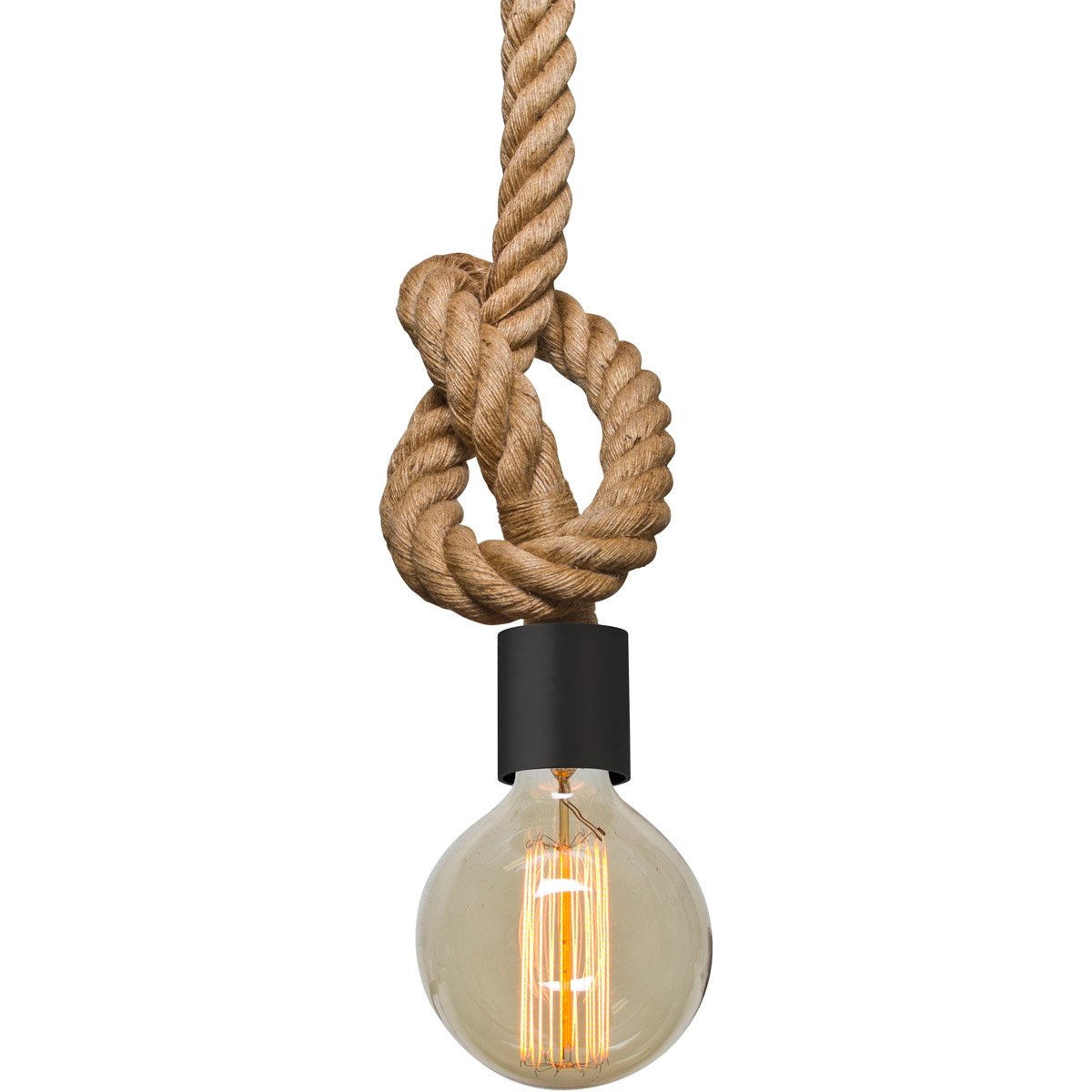 Solo 1 Light Black Rope Pendant Ceiling Light
