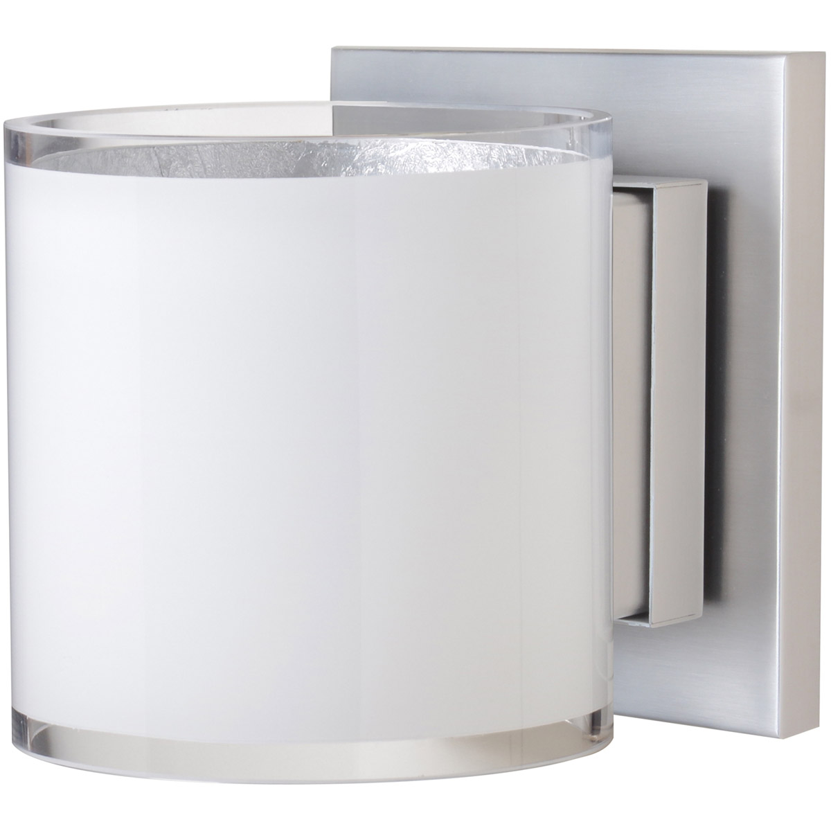 Pogo 1 Light 5 inch Satin Nickel ADA Mini Sconce Wall Light in Halogen, White/Inner Silver Foil Glass