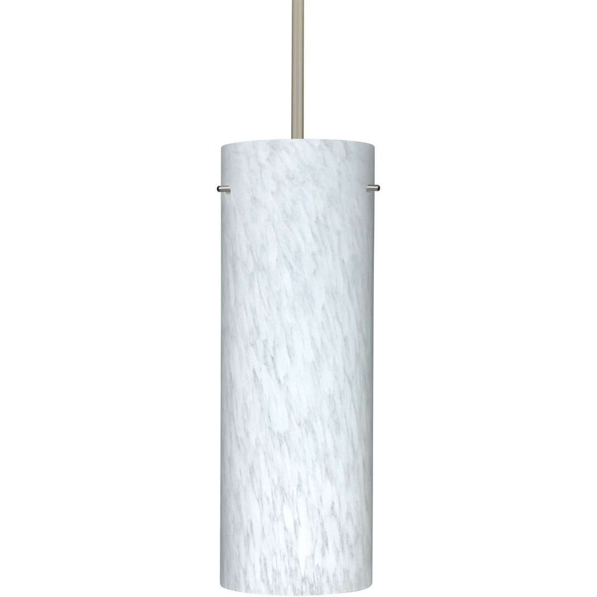 Tondo 18 1 Light Satin Nickel Stem Pendant Ceiling Light in Incandescent, Carrera Glass