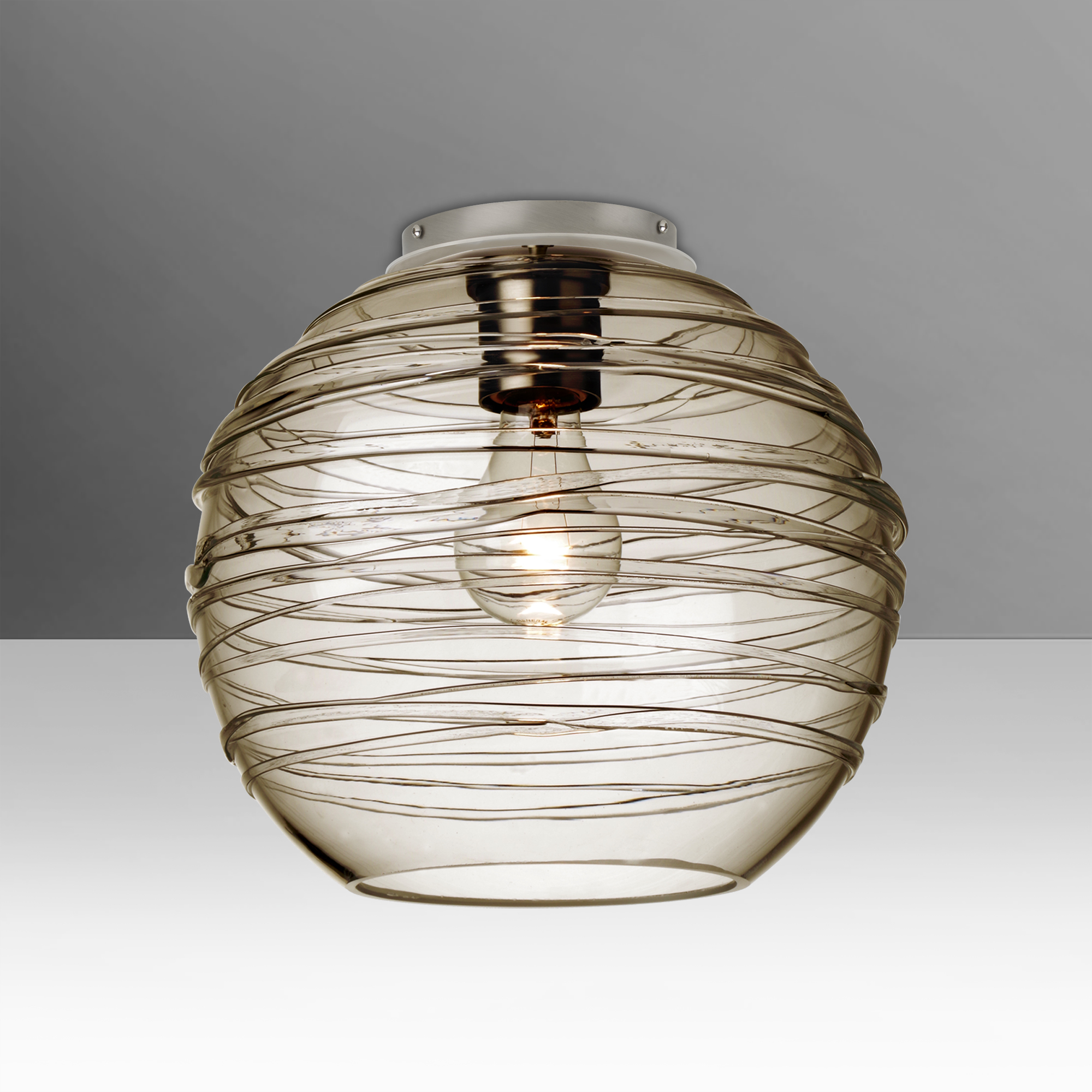 Wave 10 1 Light 10 inch Satin Nickel Semi-Flush Mount Ceiling Light