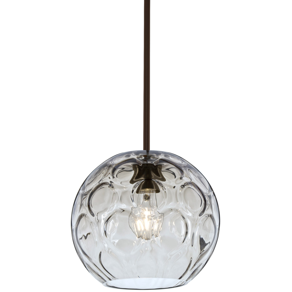 Bombay 1 Light Bronze Stem Pendant Ceiling Light in Clear Glass