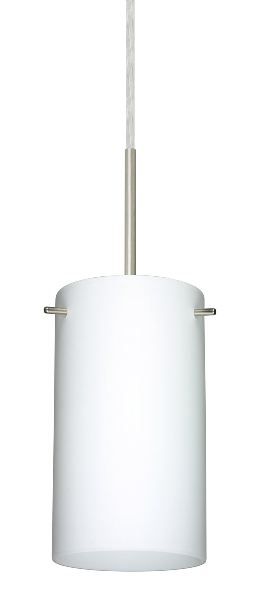 Stilo 7 LED Satin Nickel Pendant Ceiling Light in Opal Matte Glass